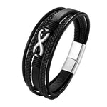 Pulseira preta infinito preto / 19 cm