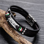 Pulseira religiosa de couro entrançado valor por defeito título