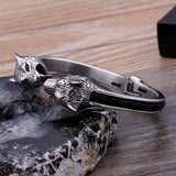 Pulseira rígida cabeça de lobo