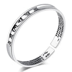 Pulseira rígida caracteres chineses prata
