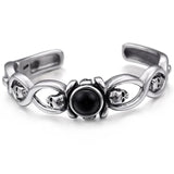 Pulseira rígida com ónix prata