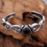 Pulseira rígida com ónix prata