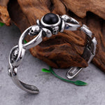Pulseira rígida com ónix prata