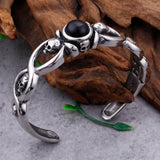 Pulseira rígida com ónix prata