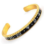 Pulseira rígida desportiva ouro e preto / 62 mm