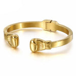 Pulseira rígida luvas de boxe ouro