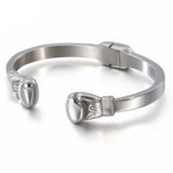 Pulseira rígida luvas de boxe prata