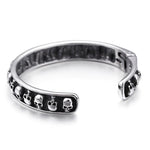 Pulseira rígida ossos e caveira prata