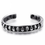 Pulseira rígida ossos e caveira prata