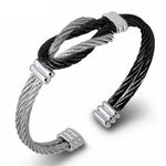 Pulseira rígida resistente preto e prateado