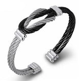 Pulseira rígida resistente preto e prateado