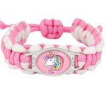 Pulseira rosa unicórnio menina arco-íris / rosa