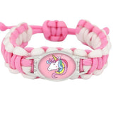Pulseira rosa unicórnio menina arco-íris / rosa