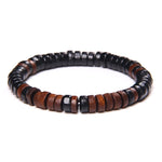 Pulseira tibetana de madeira preto / 17 cm