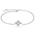 Pulseira trevo de quatro folhas coração prata tipo
