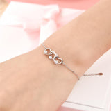 Pulseira trio coração prata tipo