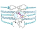 Pulseira unicórnio colorida azul claro