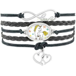Pulseira unicórnio colorida cinzento