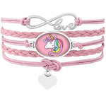 Pulseira unicórnio colorida rosa