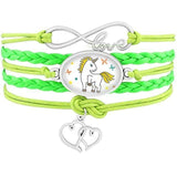 Pulseira unicórnio colorida verde fluorescente