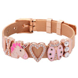 Pulseira unicórnio da moda ouro rosa