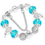 Pulseira unicórnio da sorte coração turquesa / 16 cm / aço inoxidável