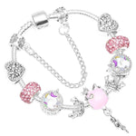 Pulseira unicórnio da sorte rosa / 16 cm / aço inoxidável