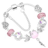 Pulseira unicórnio da sorte rosa / 16 cm / aço inoxidável