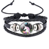 Pulseira unicórnio de couro preto