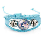 Pulseira unicórnio de couro turquesa