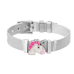 Pulseira unicórnio emoji prata / aço inoxidável