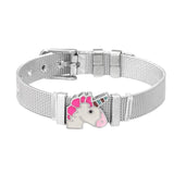 Pulseira unicórnio emoji prata / aço inoxidável