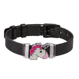 Pulseira unicórnio emoji preto / aço inoxidável