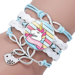 Pulseira unicórnio encantos multicoloridos branco