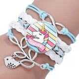 Pulseira unicórnio encantos multicoloridos branco