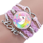 Pulseira unicórnio encantos multicoloridos