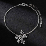 Pulseira unicórnio origami prata / aço inoxidável