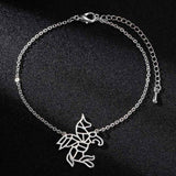 Pulseira unicórnio origami prata / aço inoxidável