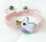 Pulseira unicórnio para meninas cor-de-rosa