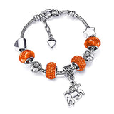 Pulseira unicórnio pedras coloridas laranja / 14 cm