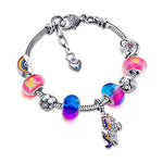 Pulseira unicórnio pedras coloridas multicolorido / 14 cm