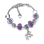 Pulseira unicórnio pedras coloridas púrpura / 14 cm