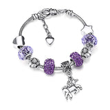 Pulseira unicórnio pedras coloridas púrpura / 14 cm