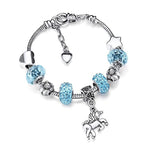 Pulseira unicórnio pedras coloridas turquesa / 14 cm