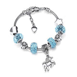 Pulseira unicórnio pedras coloridas turquesa / 14 cm