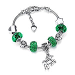 Pulseira unicórnio pedras coloridas verde / 14 cm