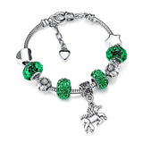 Pulseira unicórnio pedras coloridas verde / 14 cm