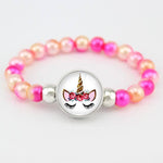 Pulseira unicórnio pérolas rosa/vermelho