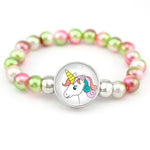 Pulseira unicórnio pérolas verde/rosa/vermelho