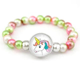 Pulseira unicórnio pérolas verde/rosa/vermelho
